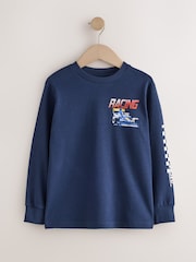 Red/White/Navy Racing Graphic Long Sleeve Relaxed Fit T-Shirts 3 Pack (3-16yrs) - Image 2 of 7