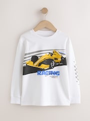 Red/White/Navy Racing Graphic Long Sleeve Relaxed Fit T-Shirts 3 Pack (3-16yrs) - Image 3 of 7