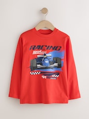 Red/White/Navy Racing Graphic Long Sleeve Relaxed Fit T-Shirts 3 Pack (3-16yrs) - Image 4 of 7