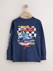 Red/White/Navy Racing Graphic Long Sleeve Relaxed Fit T-Shirts 3 Pack (3-16yrs) - Image 5 of 7