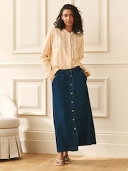 Laura Ashley Denim Button Front Skirt - Image 2 of 4