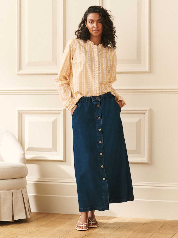 Laura Ashley Denim Button Front Skirt - Image 2 of 4