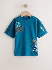 Blue/Grey/Tan Relaxed Fit Graphic Print Short Sleeve T-Shirts 3 Pack (3-16yrs) - Image 2 of 7
