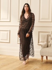 Laura Ashley Brown Floral Lace Skirt - Image 2 of 7