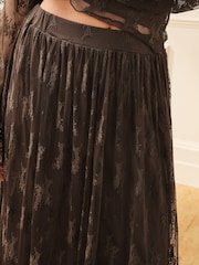 Laura Ashley Brown Floral Lace Skirt - Image 4 of 7