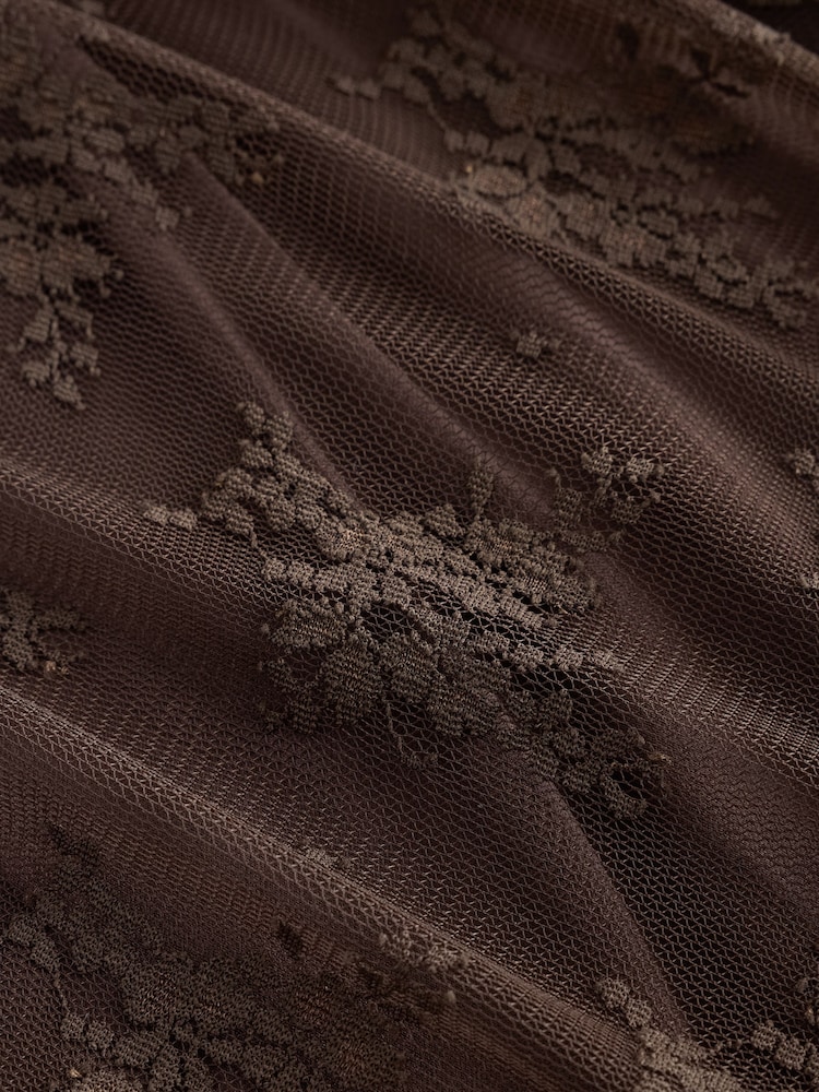 Laura Ashley Brown Floral Lace Skirt - Image 7 of 7