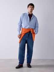 Blue Stripe Regular Fit Easy Iron Button Down Long Sleeve Oxford Shirt - Image 2 of 5