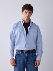 Blue Stripe Regular Fit Easy Iron Button Down Long Sleeve Oxford Shirt - Image 4 of 5