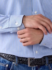 Blue Stripe Regular Fit Easy Iron Button Down Long Sleeve Oxford Shirt - Image 5 of 5