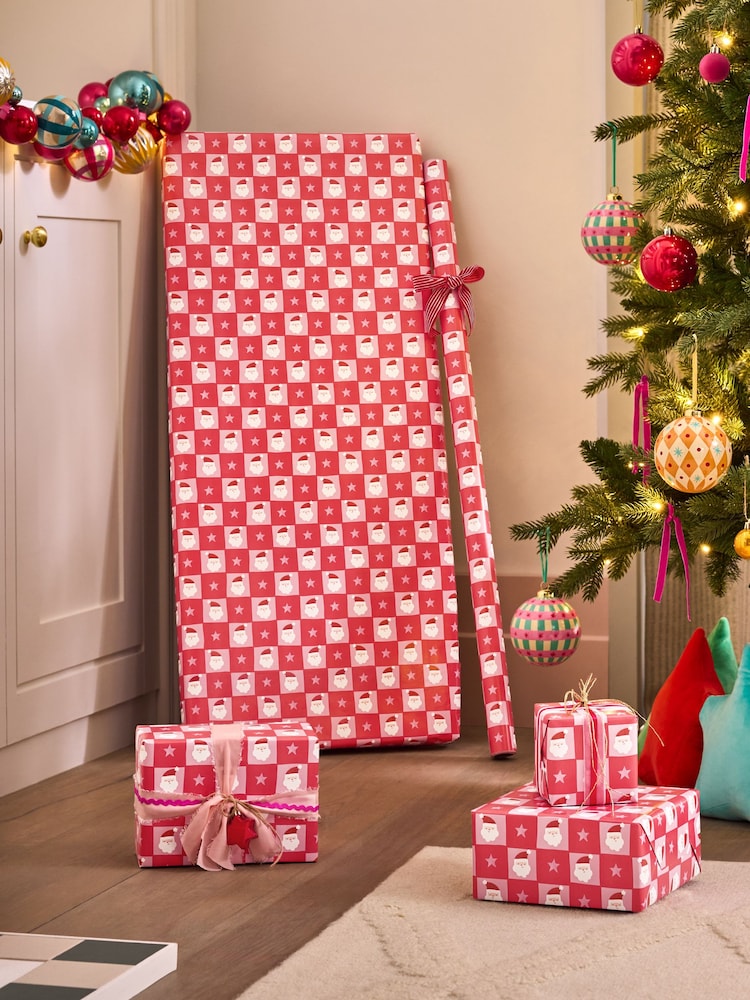 Pink Santa Extra Wide 10M Christmas Wrapping Paper - Image 1 of 4
