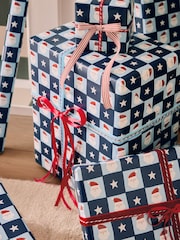 Navy Blue Santa Extra Wide 10M Christmas Wrapping Paper - Image 2 of 3
