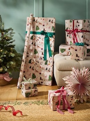 Natural Striped Festive Dog Extra Wide 10M Christmas Wrapping Paper - Image 1 of 3