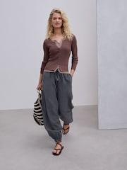 Washed Charcoal Balloon Leg Trousers - Image 1 of 9