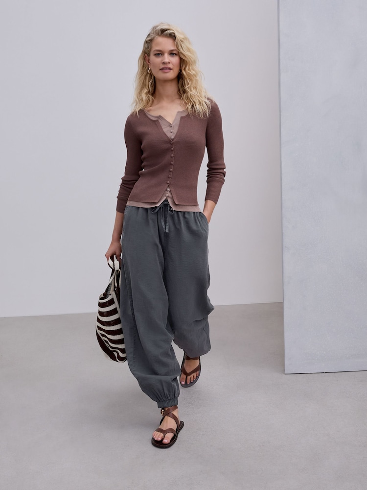 Washed Charcoal Balloon Leg Trousers - Image 1 of 9