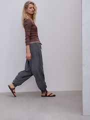 Washed Charcoal Balloon Leg Trousers - Image 2 of 9