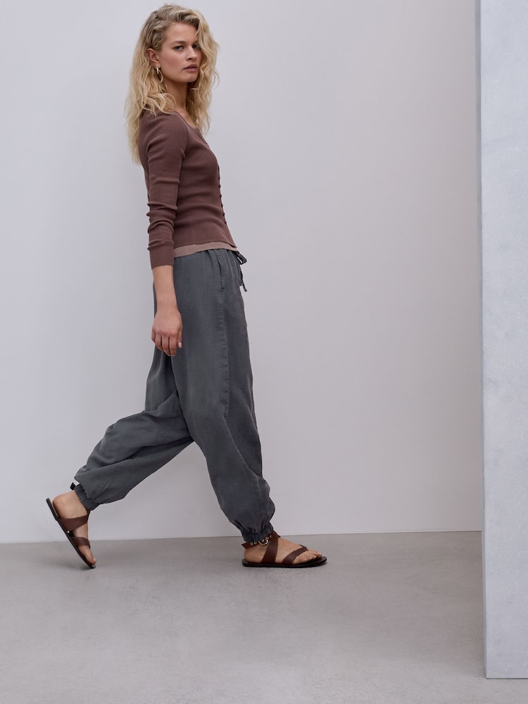 Washed Charcoal Balloon Leg Trousers - Image 2 of 9
