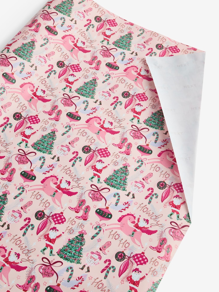 Pink Howdy Santa Extra Wide 10M Christmas Wrapping Paper - Image 4 of 4 Pink Howdy Santa Extra Wide 10M Christmas Wrapping Paper - Image 4 of 4