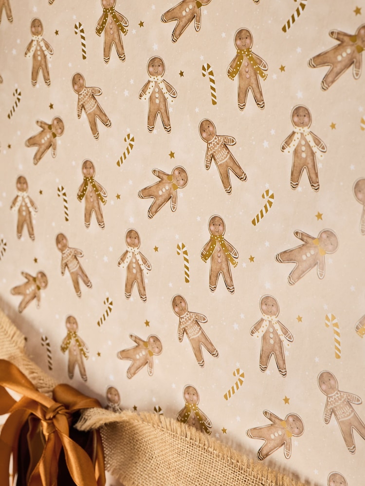 Natural Gingerbread Extra Wide 10M Christmas Wrapping Paper - Image 4 of 4 Natural Gingerbread Extra Wide 10M Christmas Wrapping Paper - Image 4 of 4