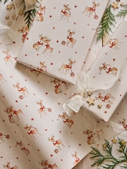 Natural Cream Deer Print Standard Width 15m Christmas Wrapping Paper - Image 1 of 3