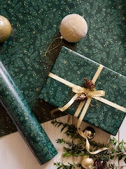Green Foliage Sprig Standard Width 15m Christmas Wrapping Paper - Image 1 of 4