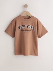 Brown/Cream/Black Relaxed Fit Graphic Print Short Sleeve T-Shirts 3 Pack (3-16yrs) - Image 4 of 7