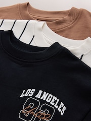 Brown/Cream/Black Relaxed Fit Graphic Print Short Sleeve T-Shirts 3 Pack (3-16yrs) - Image 6 of 7