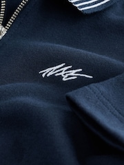 Navy Zip Neck Short Sleeve Jersey Polo Shirt (3-16yrs) - Image 2 of 3