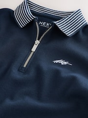 Navy Zip Neck Short Sleeve Jersey Polo Shirt (3-16yrs) - Image 3 of 3