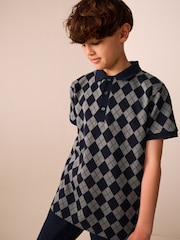 Green/Navy Short Sleeve Jersey Polo Shirt (3-16yrs) - Image 1 of 4