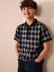 Green/Navy Short Sleeve Jersey Polo Shirt (3-16yrs) - Image 4 of 4