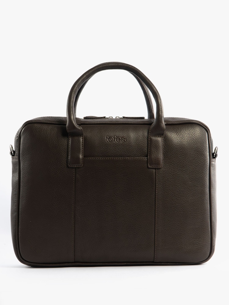Totes Brown Genuine Leather Laptop Bag - Image 1 of 5 Totes Brown Genuine Leather Laptop Bag - Image 1 of 5