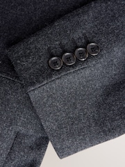 Charcoal Grey Loose Fit Wool Blend Flannel Suit Jacket - Image 11 of 11