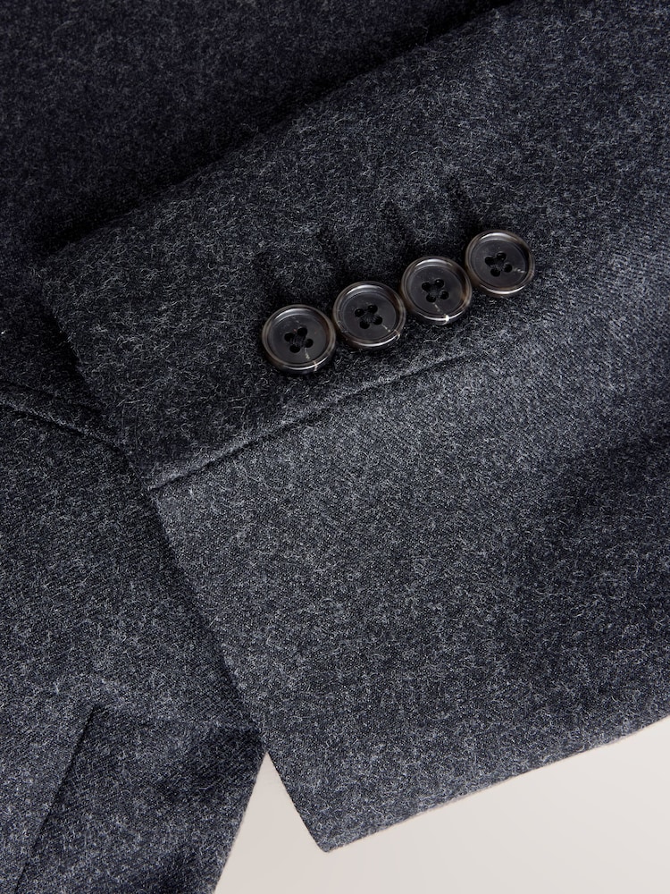 Charcoal Grey Loose Fit Wool Blend Flannel Suit Jacket - Image 11 of 11