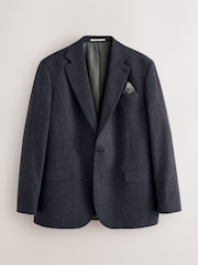Charcoal Grey Loose Fit Wool Blend Flannel Suit Jacket - Image 6 of 11