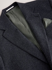 Charcoal Grey Loose Fit Wool Blend Flannel Suit Jacket - Image 8 of 11