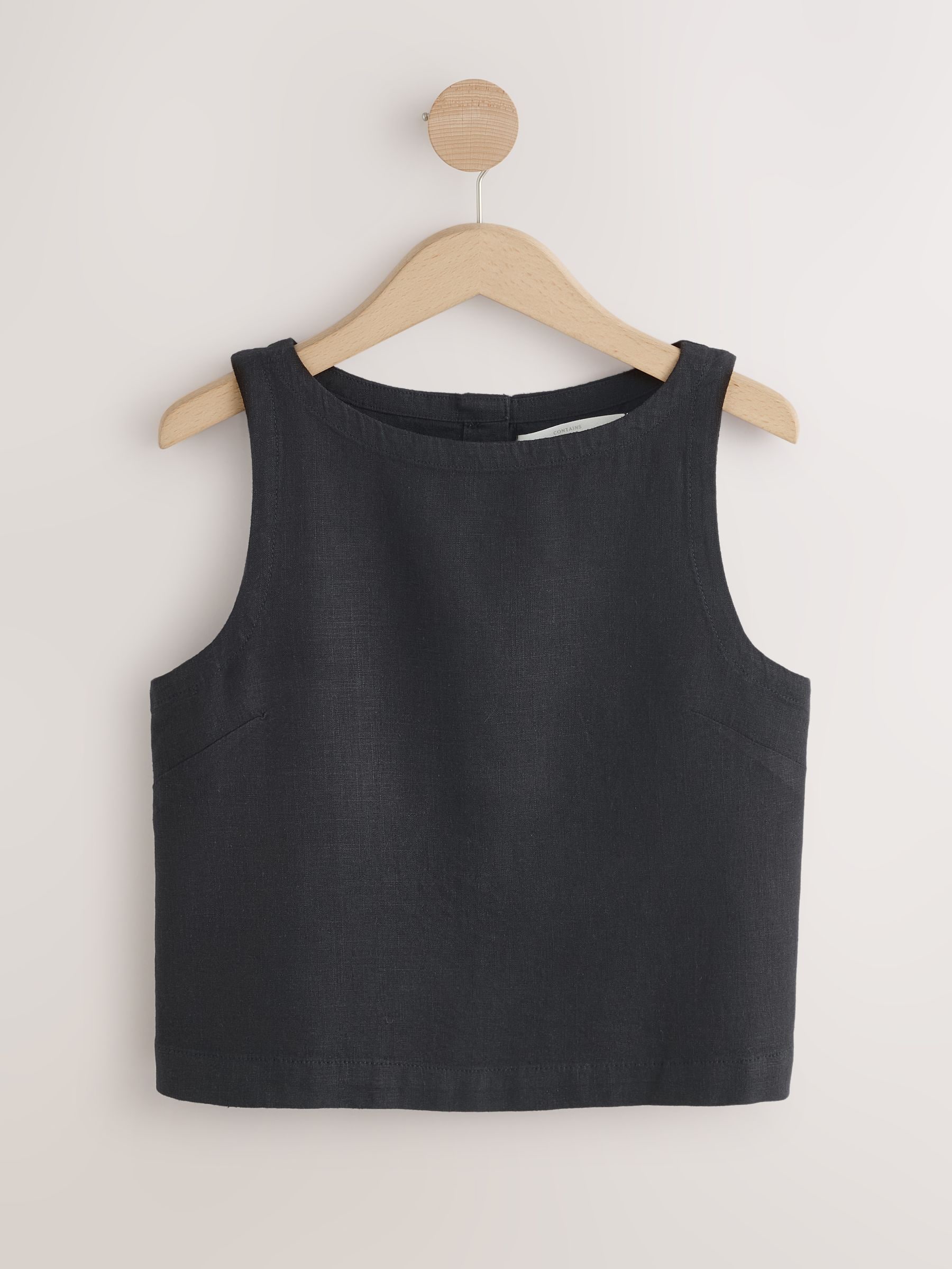 Buy Black Linen Blend Button Shell Top from Next USA