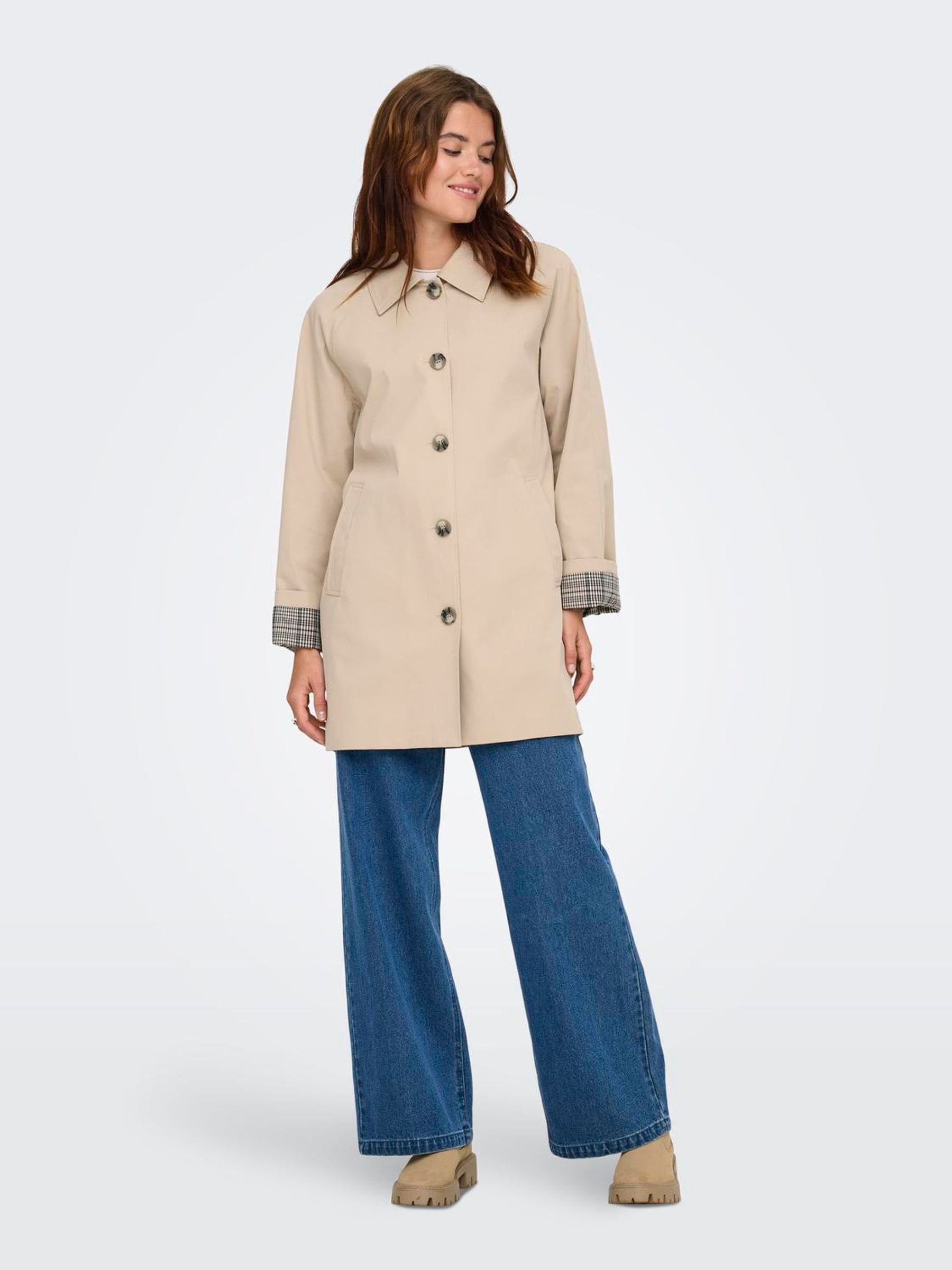 Buy ONLY Natural Single Breasted Check Trench Coat from Next South