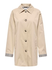 ONLY Natural Single Breasted Check Trench Coat - Image 5 of 6