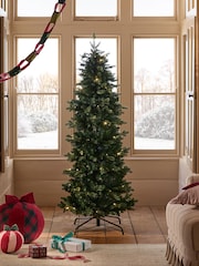 Green Popup Nordmann Fir 6ft Slim Pre Lit Christmas Tree - Image 2 of 6