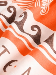 Imprimeu portocaliu - Pantaloni scurți cu in - Imaginea 9 din 9