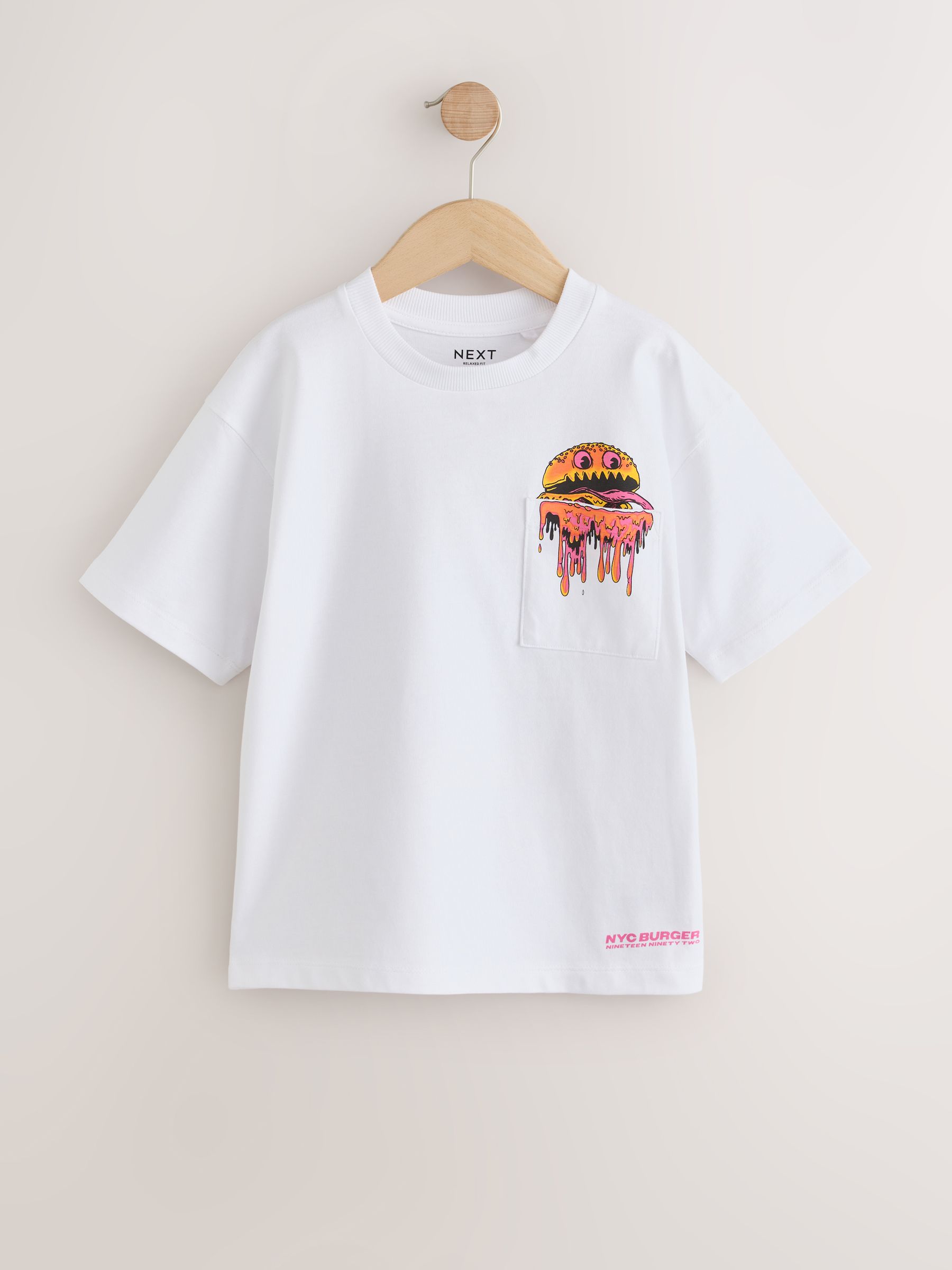 Buy White Burger Back Print Short Sleeve Graphic T-Shirt (3-16yrs