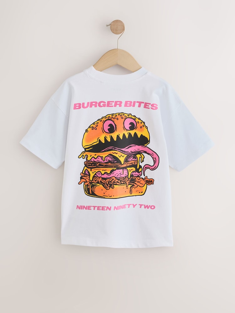 White Burger Back Print Short Sleeve Graphic T-Shirt (3-16yrs) - Image 5 of 5 White Burger Back Print Short Sleeve Graphic T-Shirt (3-16yrs) - Image 5 of 5