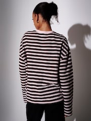 South Beach Brown Textured Stripe Long Sleeve T-Shirt - Image 2 of 4
