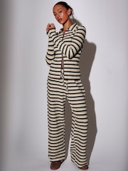 South Beach Yellow Towelling Stripe Wide Leg Trousers - Image 1 of 6