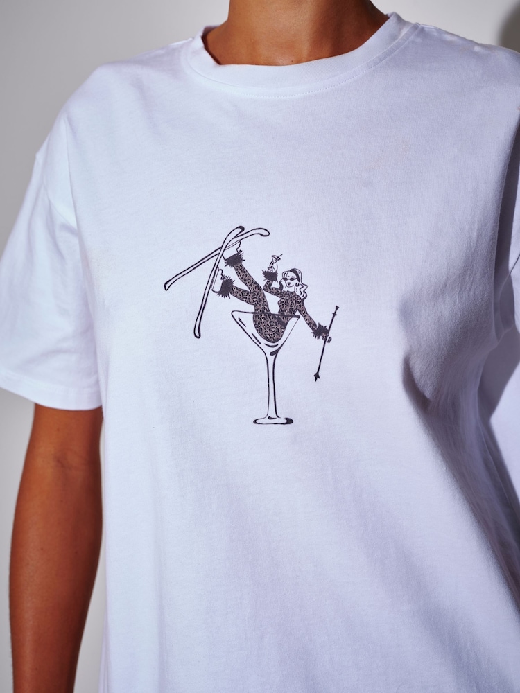 South Beach White Ski Cocktail Class Oversized T-Shirt - Image 2 of 4