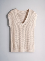 The Set 2 Pack Open Knit Beach Cover Up T-Shirt Cream/ Chocolate Brown - Image 7 of 10