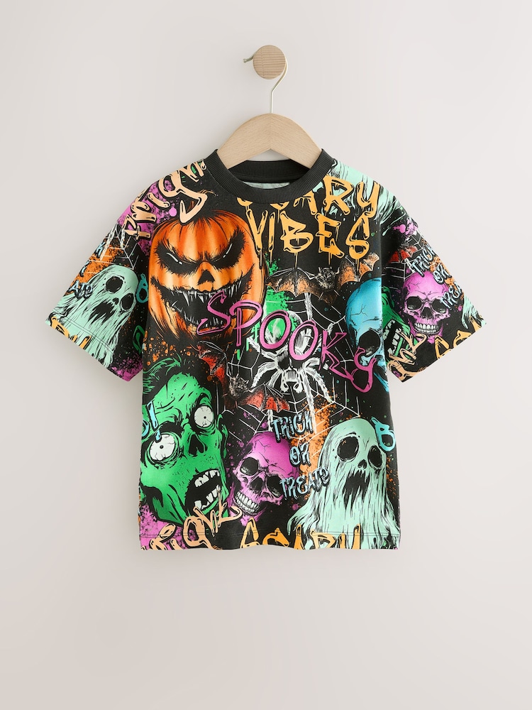 Black Halloween Short Sleeve Graphic T-Shirt (3-16yrs) - Image 1 of 4