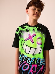 Black Graffiti Short Sleeve Graphic T-Shirt (3-16yrs) - Image 1 of 8
