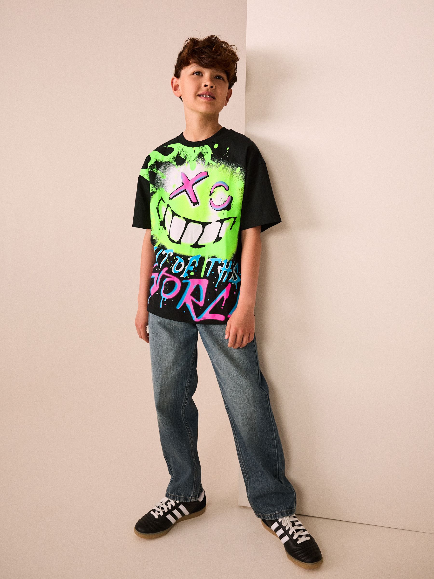 Buy Black Graffiti Short Sleeve Graphic T-Shirt (3-16yrs) from