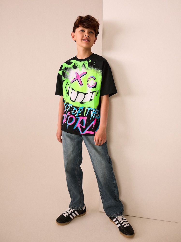Black Graffiti Short Sleeve Graphic T-Shirt (3-16yrs) - Image 2 of 8 Black Graffiti Short Sleeve Graphic T-Shirt (3-16yrs) - Image 2 of 8